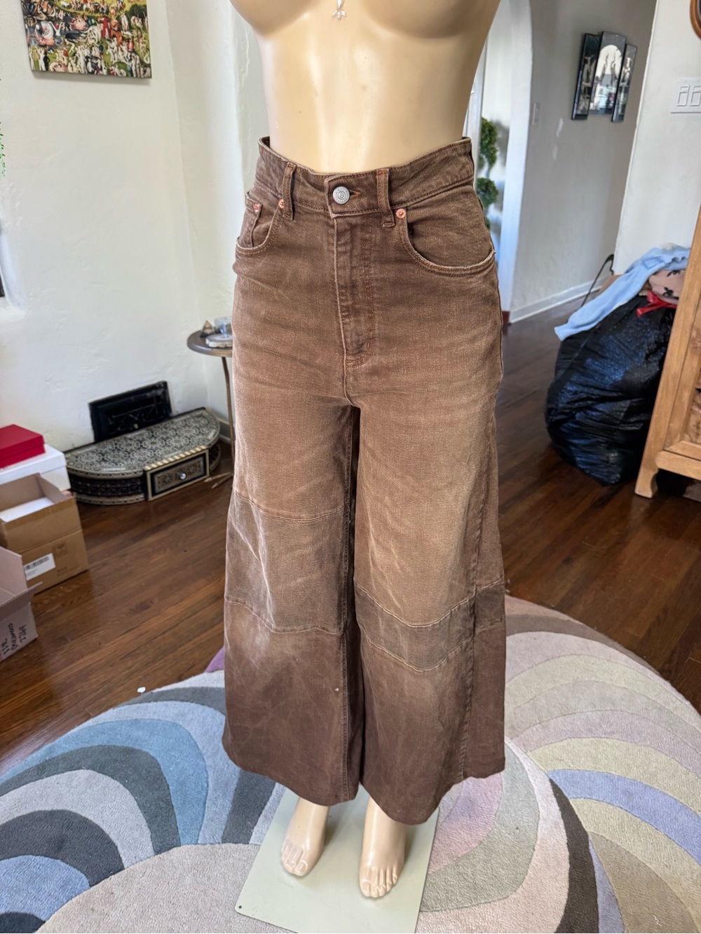 Maison Martin Margiela Wide-Leg High-Rise Jeans in Brown size 27
